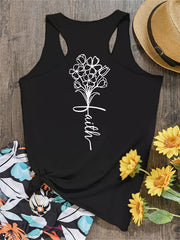 Floral Print Tank Top Sleeveless Crew Neck Casual Women's Tops