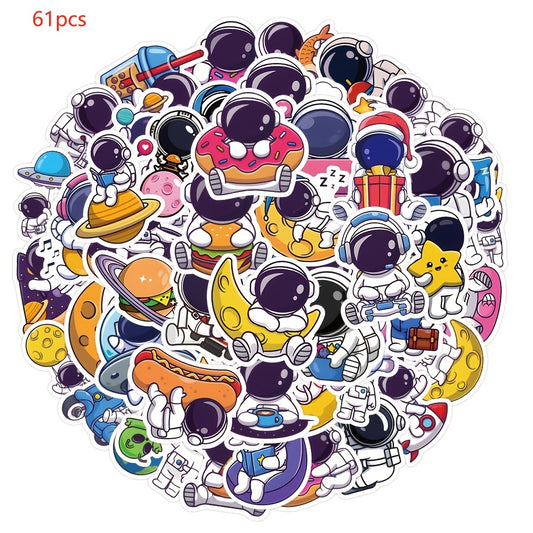 61pcs Astronaut Waterproof PVC Stickers for Water Bottles Laptop