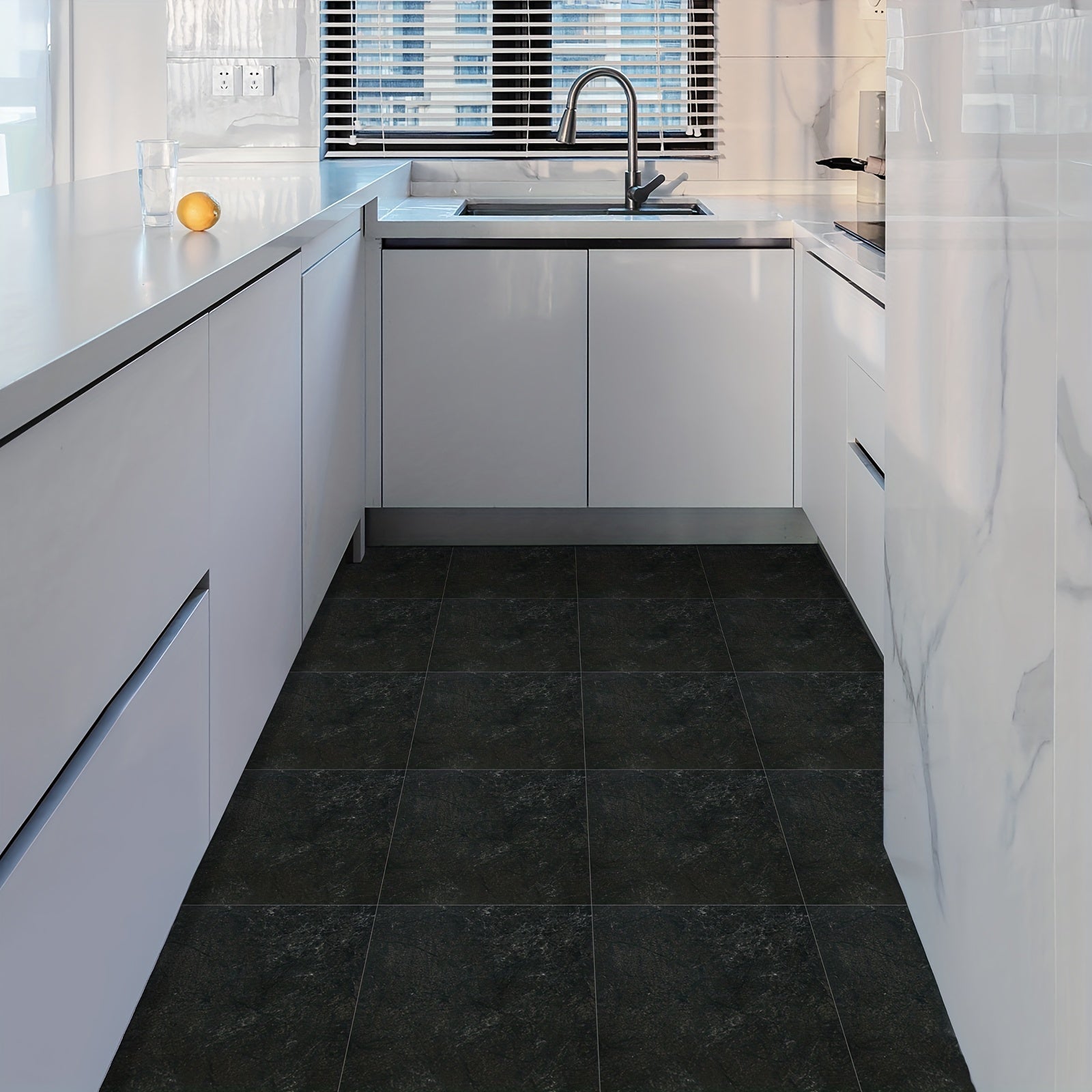 Waterproof Marble Peel and Stick Floor Tiles - Easy to Install