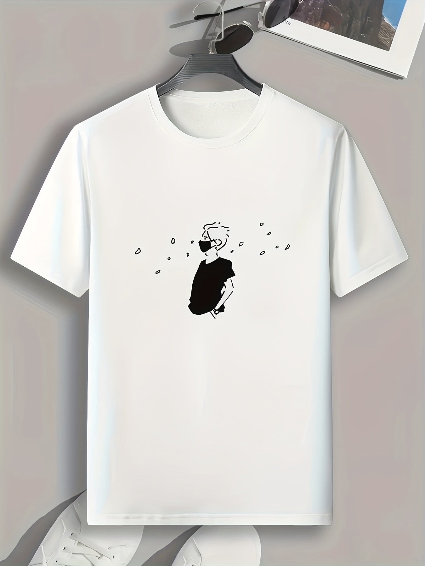 Comics Man Print Men's Tee Slightly Stretch Breathable