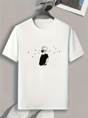Comics Man Print Men's Tee Slightly Stretch Breathable