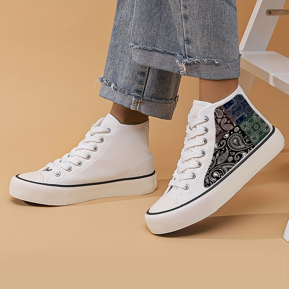 Paisley Print Canvas High Top Sneakers