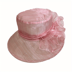 Mesh Flower Derby Hat Organza Bucket Hats Travel Beach Hat Women