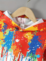 Colorful Ink Boys Hooded Sweatshirt for Spring Fall