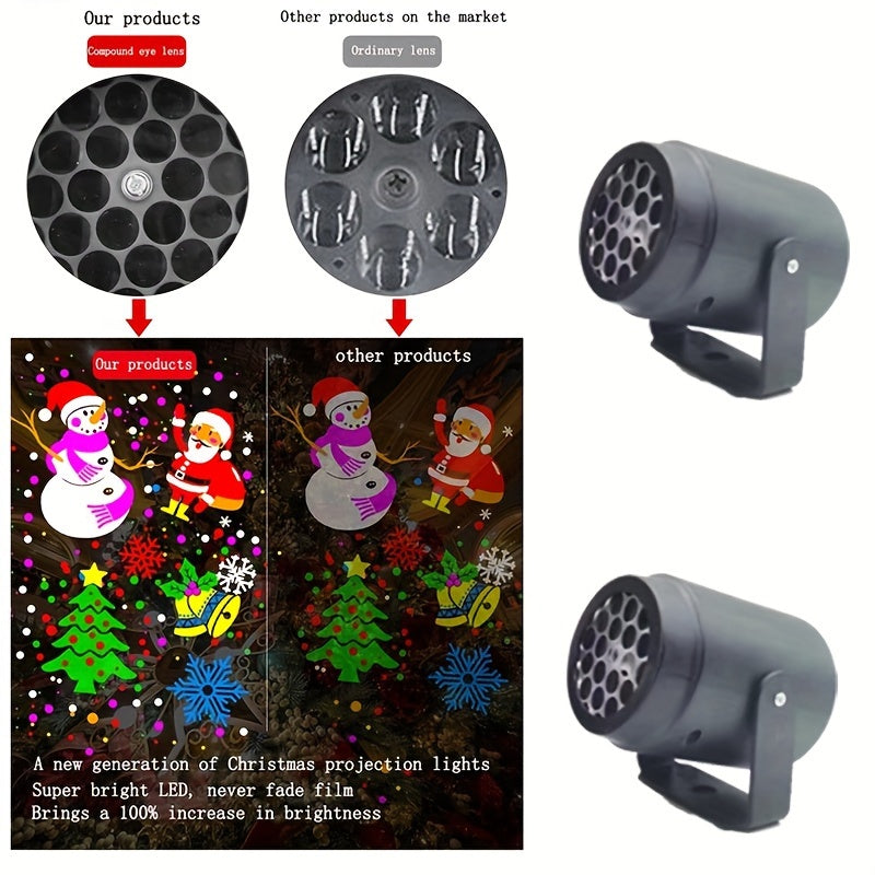 20 Patterned Christmas Light Snowflake Laser Projector LED Stage Lights
