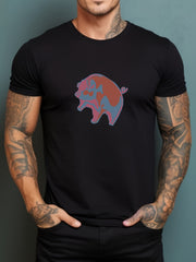 Men's Printed Leisure Sports T shirt Casual Stretch Round Neck Tee Shirt