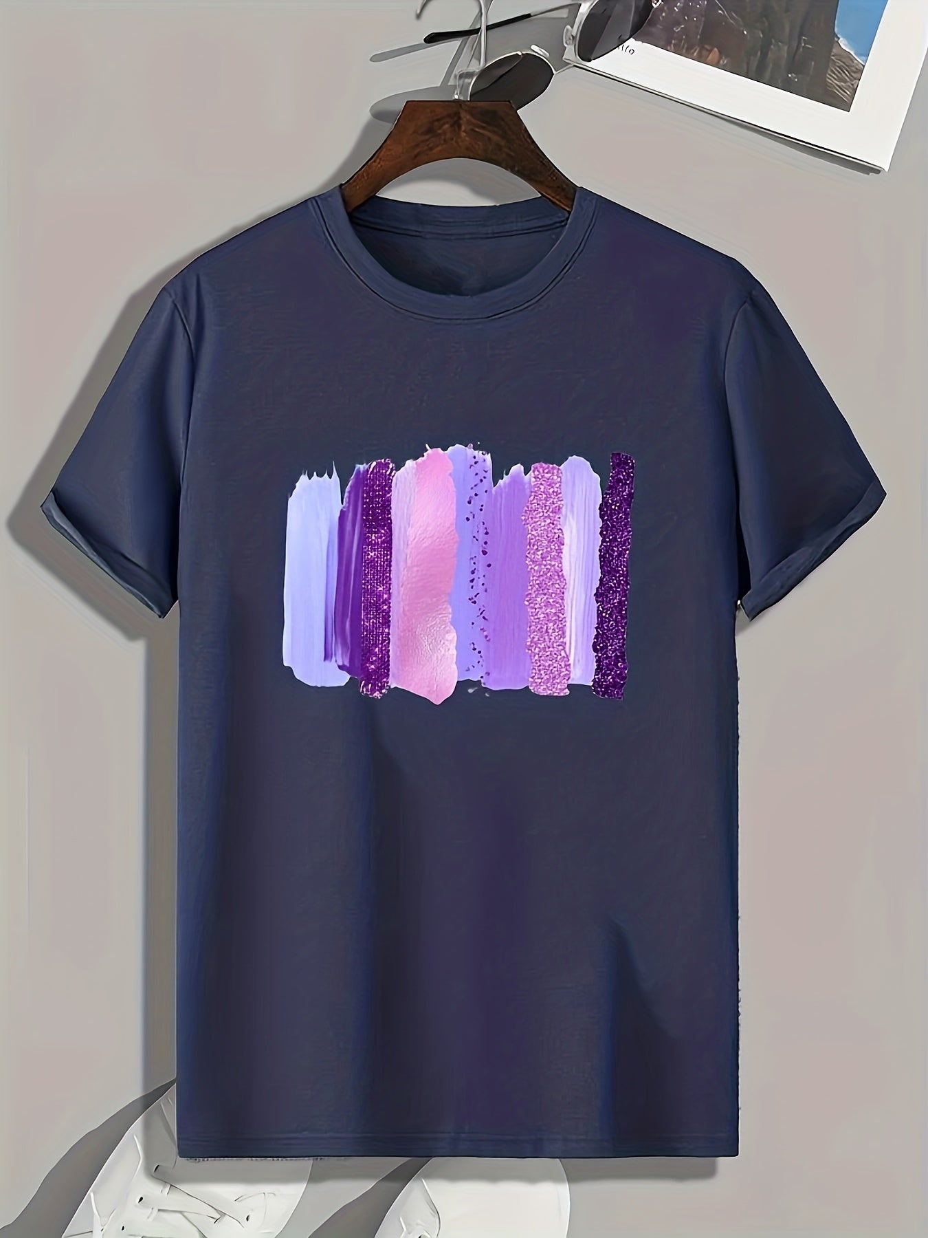 Shining Stripe Print Men's Graphic T-shirt for Summer