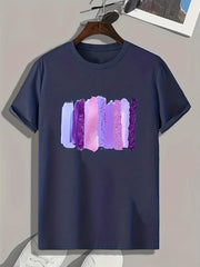 Shining Stripe Print Men's Graphic T-shirt for Summer