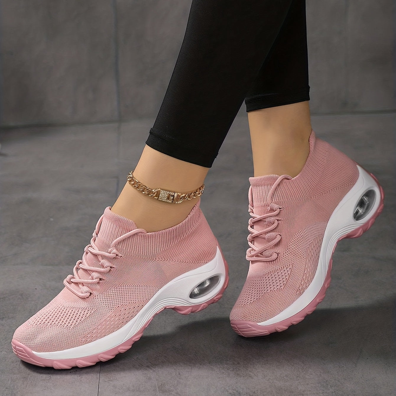 Women's Breathable Chunky Sneakers Lace Up Air Cushion Shoes