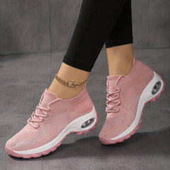 Women's Breathable Chunky Sneakers Lace Up Air Cushion Shoes