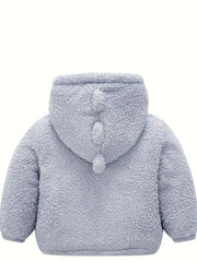 Kids Dino Zipper Jacket Thick Fleece Hooded Coat