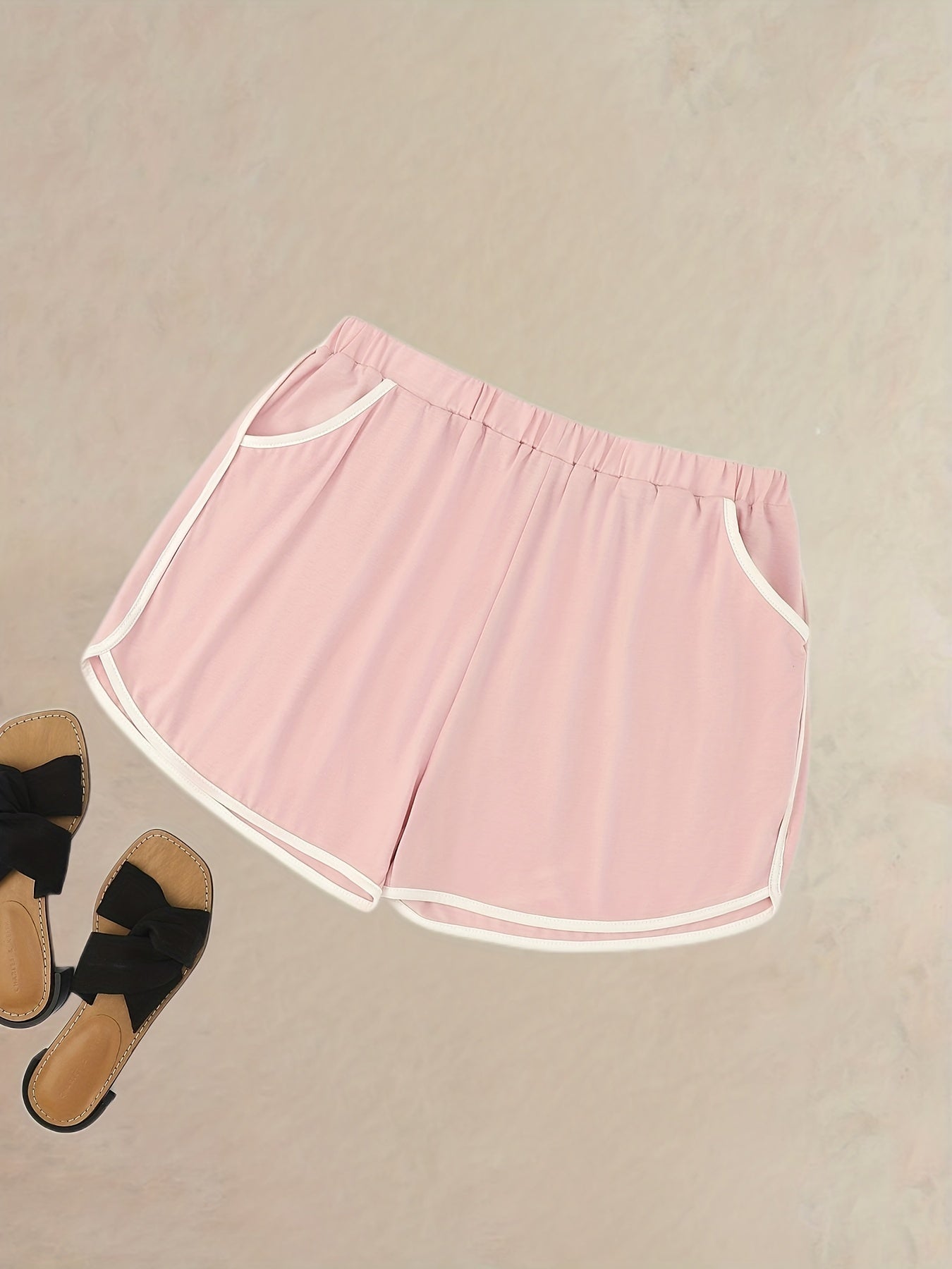 Sports Shorts Elastic Contrast Track Shorts With Pockets