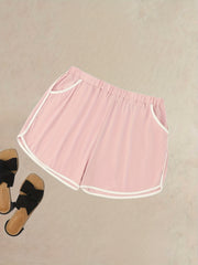 Sports Shorts Elastic Contrast Track Shorts With Pockets