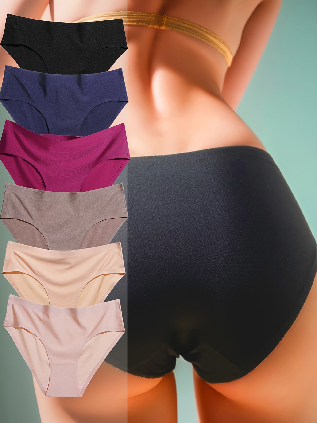 6pcs Seamless Solid Briefs Stretchy Panties Women's Lingerie