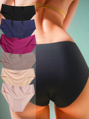 6pcs Seamless Solid Briefs Stretchy Panties Women's Lingerie