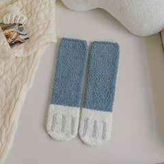 6 Pairs Cat Claw Fuzzy Socks Comfy Warm Mid Tube Socks Women's Stockings