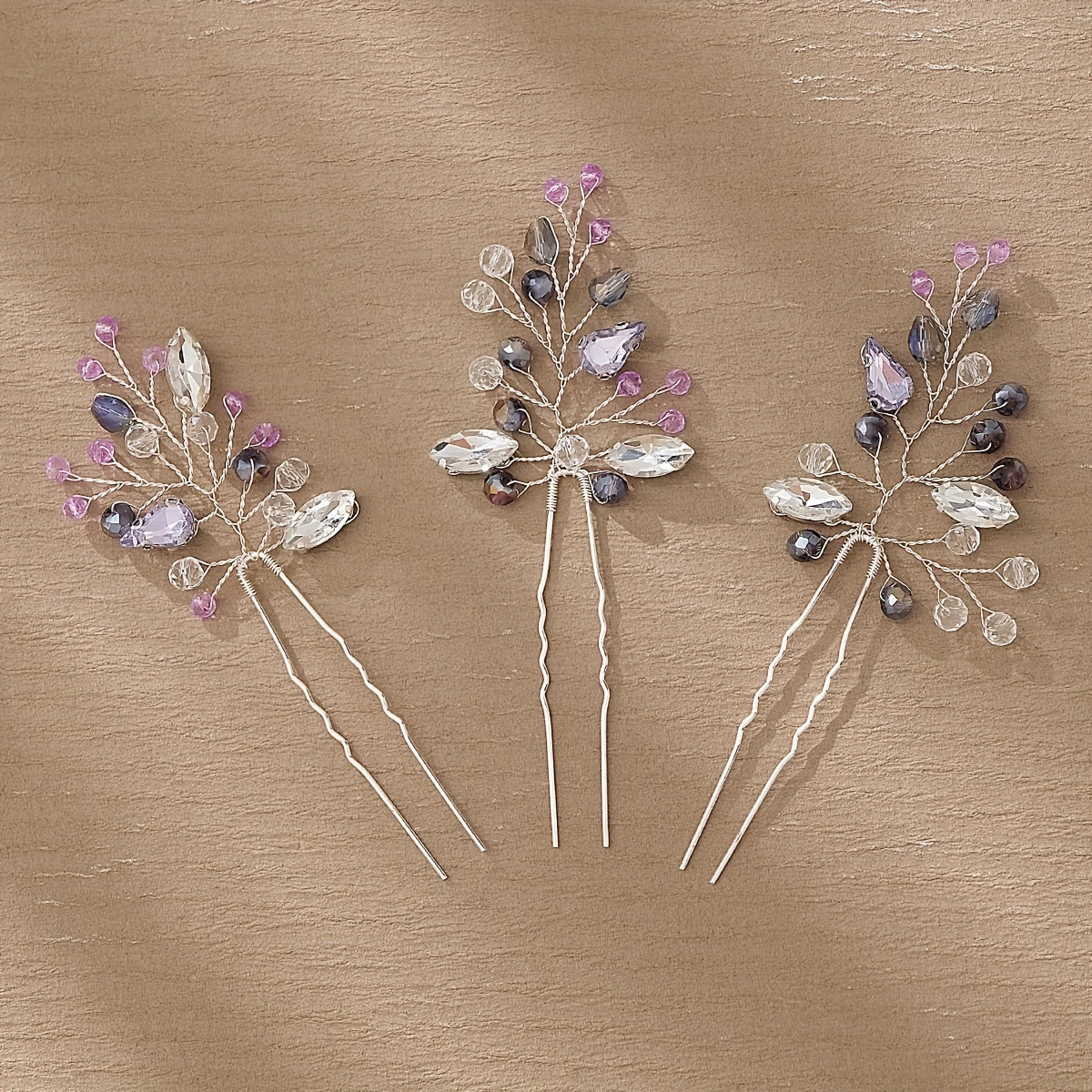 3pcs Crystal Hairpin U Shaped Head Jewelry Hair Accessories