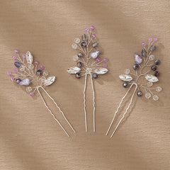 3pcs Crystal Hairpin U Shaped Head Jewelry Hair Accessories