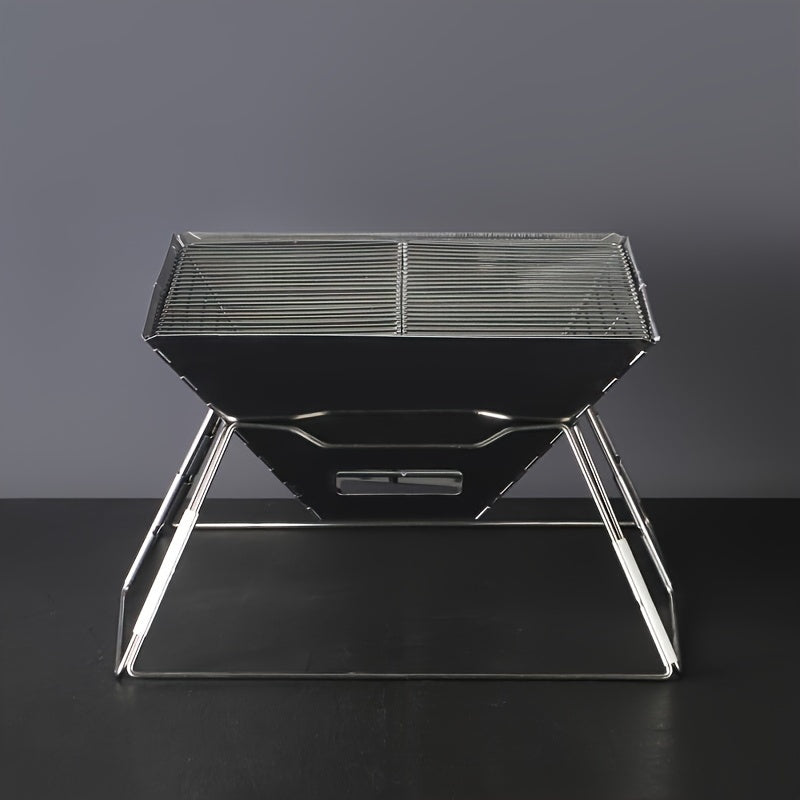 Portable Square BBQ Grill for Camping Picnic Stainless Steel High Temp Resistant