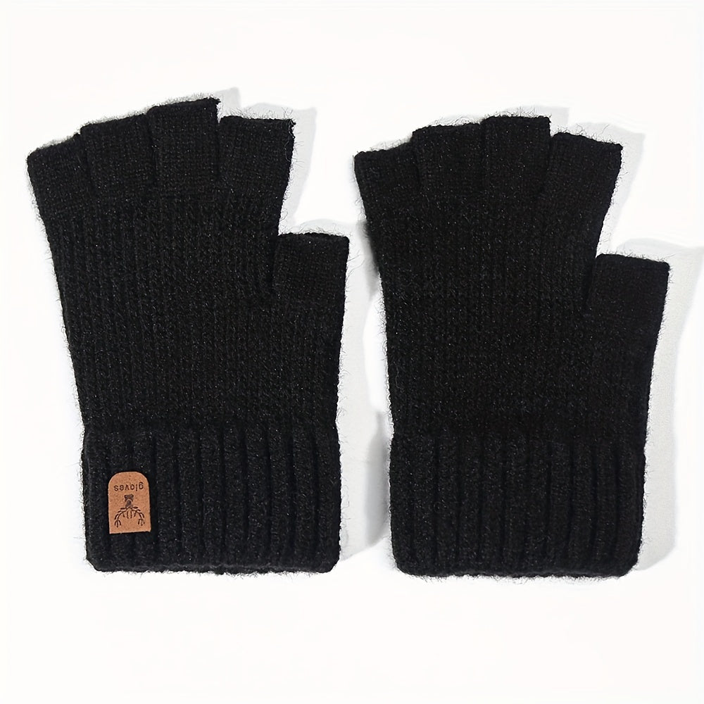 Winter Touch Screen Knitted Half Finger Gloves Men Women