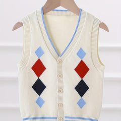 Boys College V Neck Knitted Sleeveless Fitness Sweater Vest