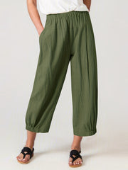 Minimalist Elastic Waist Wide Leg Pants Casual Solid Versatile Pants