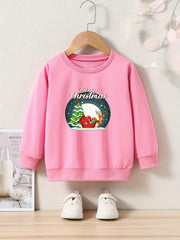 Reindeer Snow Graphic Crew Neck Sweatshirt Kids Christmas Gift