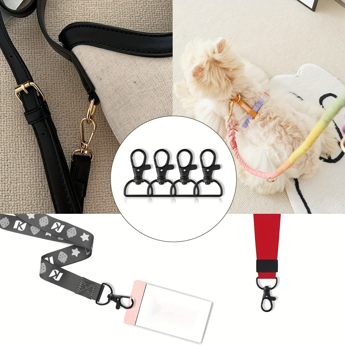 30 PCS Swivel Clasp Lobster Claw Clasps with Key Rings for Snap Tabs