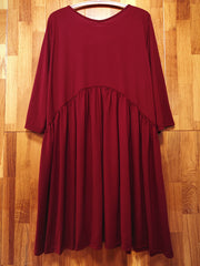 Solid Half Sleeve V Neck Ruched Dress