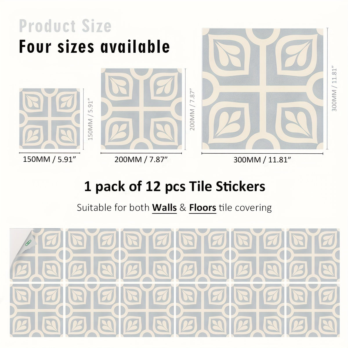12pcs Nordic Style Floor Stickers Waterproof Self Adhesive Tile Stickers