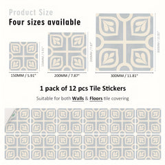 12pcs Nordic Style Floor Stickers Waterproof Self Adhesive Tile Stickers