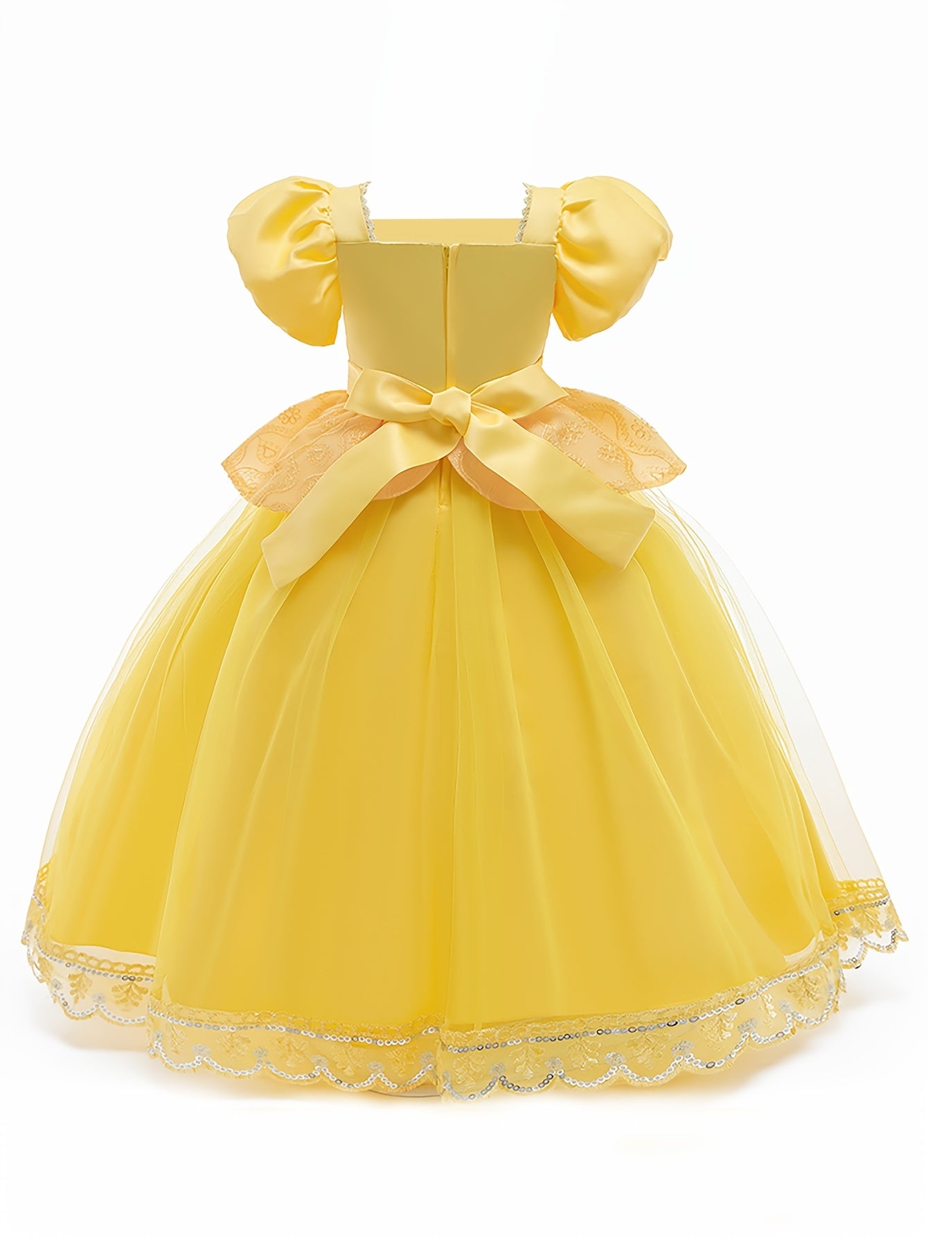 Girl's Fairy Tale Character Cosplay Costume Embroidered Puff Sleeve Mesh Dress