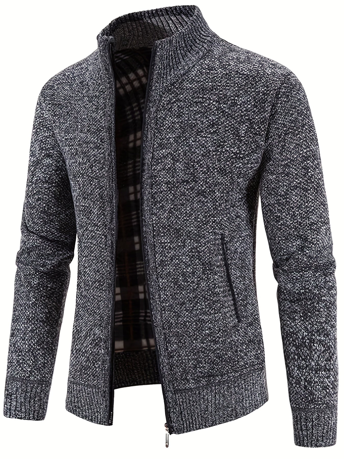 Men's Winter Knit Zip Up Cardigan Thick Warm Coat