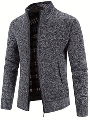 Men's Winter Knit Zip Up Cardigan Thick Warm Coat