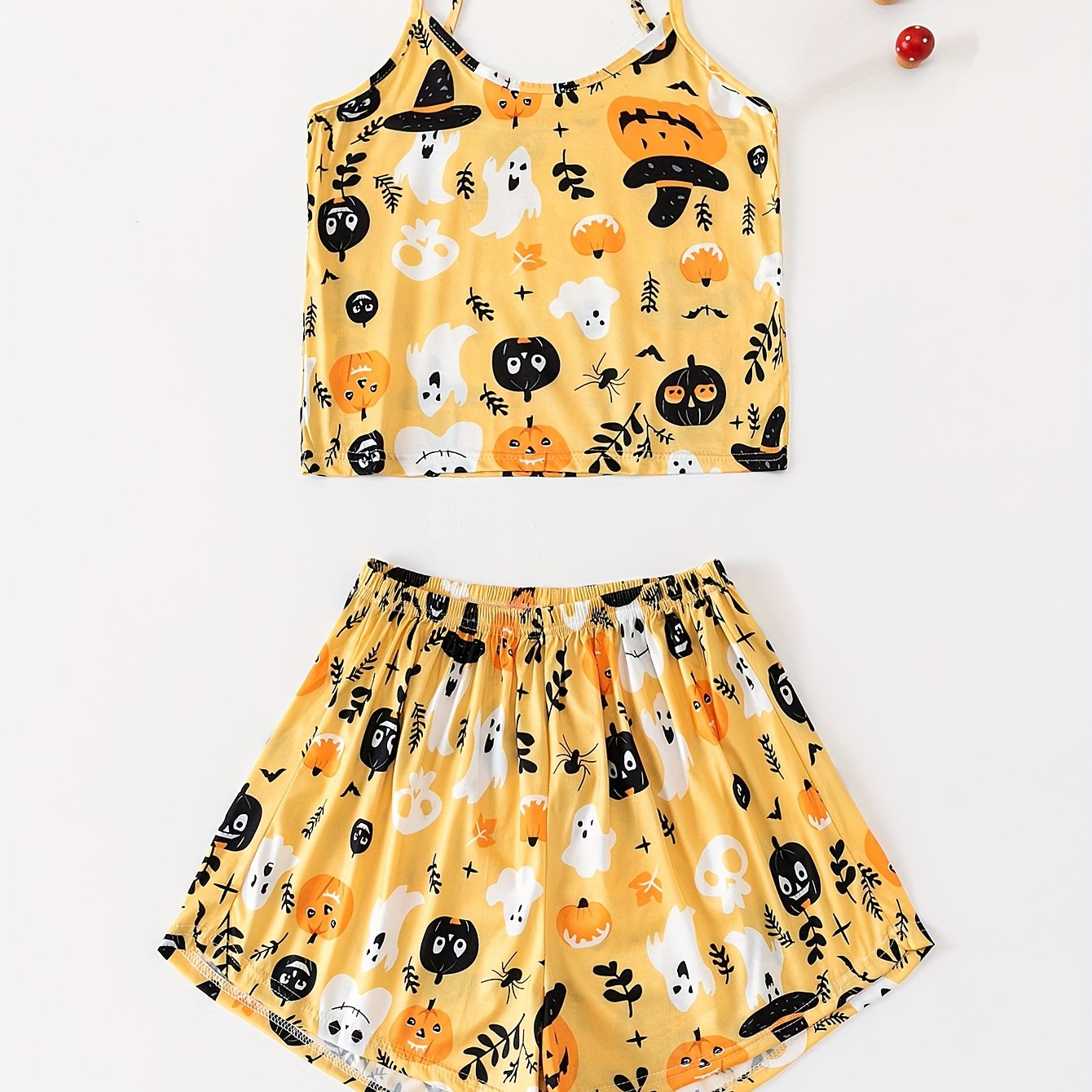Skull Print Halloween Pajama Set Women's Sleepwear