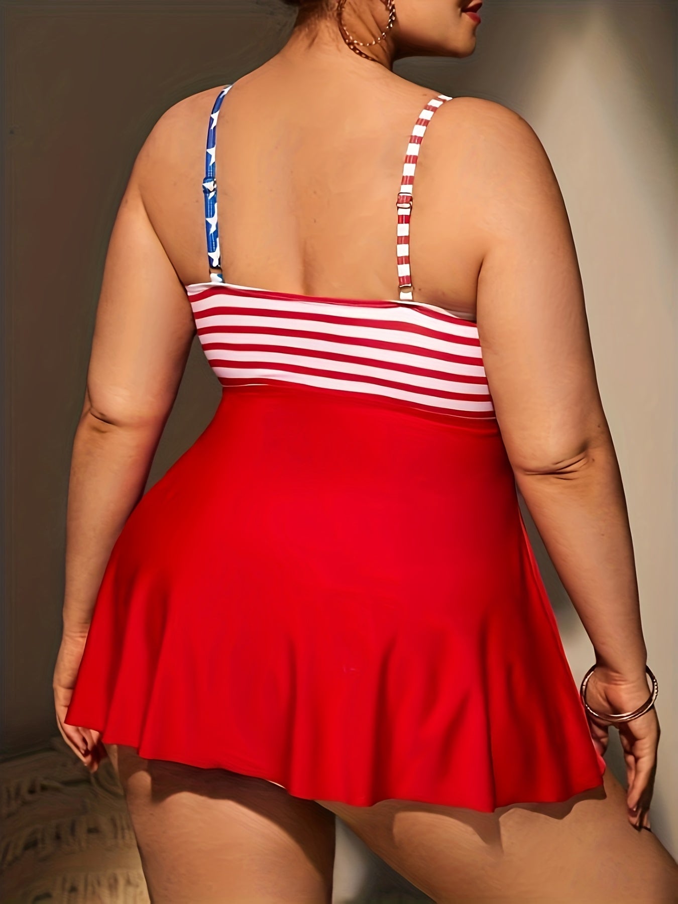 Independence Sexy Tankini Set Women's Plus Flag Print Swimsuit