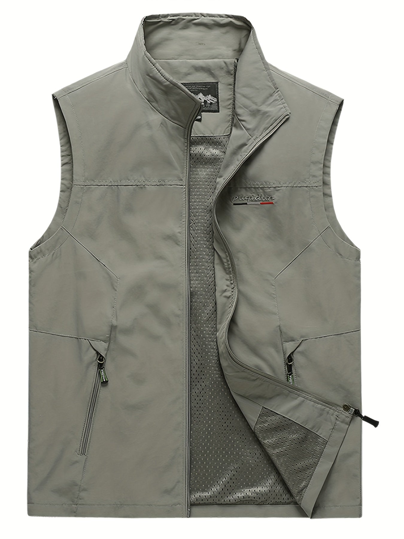 Men's Cargo Vest with Zipper Pockets - Outdoor Stand Collar Outwear