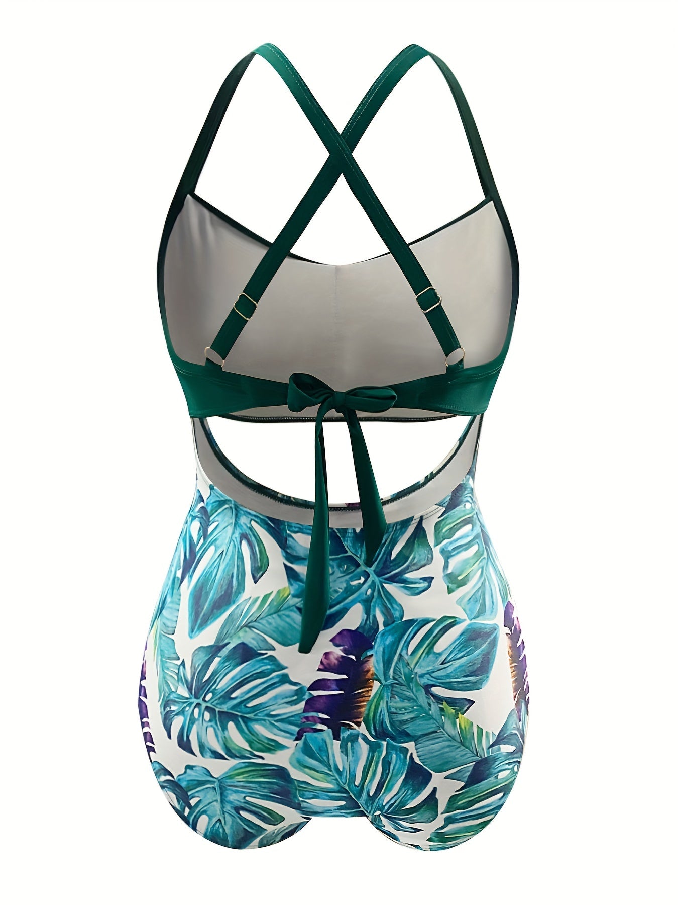 Swimsuit Women's Tropical Print Cut Out Cross Front One Piece