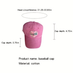 Pink Patch Baseball Cap Cartoon Cat Cotton Sports Hat Women Dad Hats