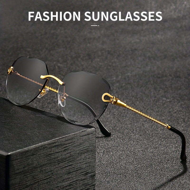 2pairs Men's Rimless Sunglasses UV Protection Summer Sunglasses