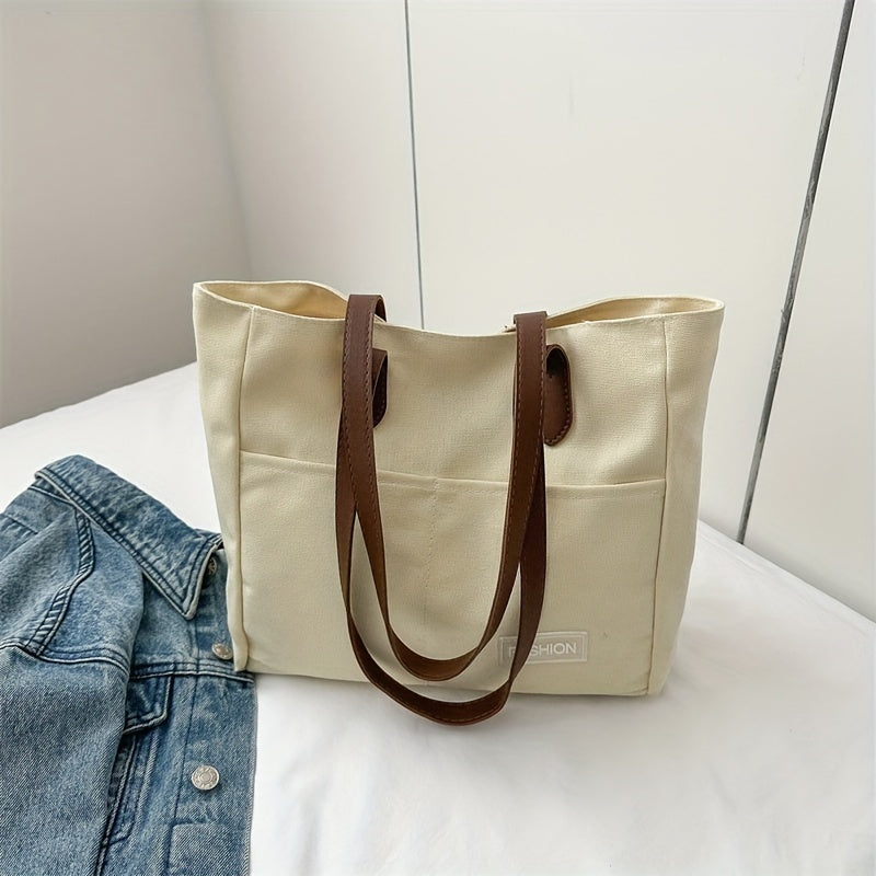 Canvas Large Capacity Tote Bag Casual Handbag Style Shoulder Bag