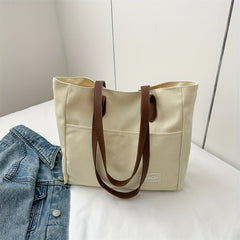 Canvas Large Capacity Tote Bag Casual Handbag Style Shoulder Bag