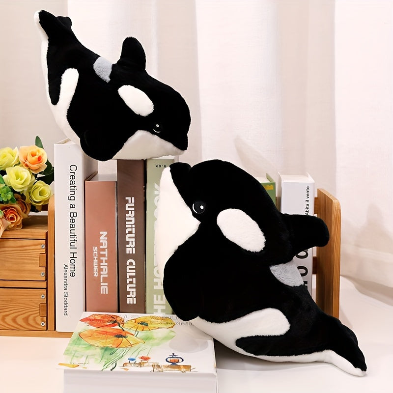 Soft Killer Whale Plush Toy - Fluffy Cartoon Doll for Home Decor