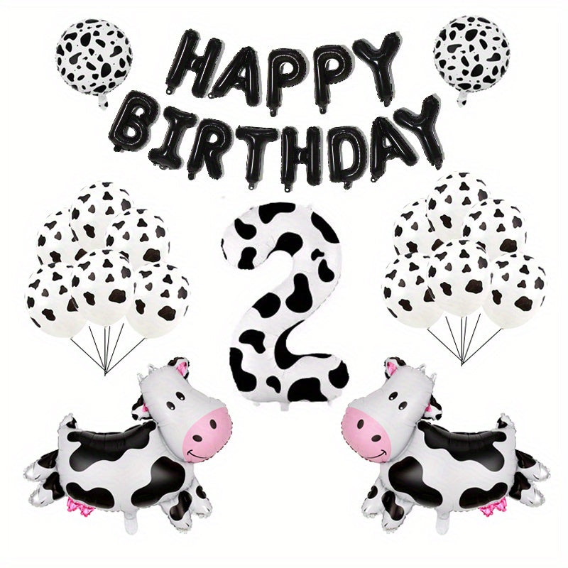 Farm Animal Theme Birthday Party Decoration Set - Cow Print Balloon Set
