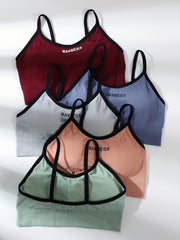 5pcs Letter Print Cami Tops Sports Lingerie Underwear