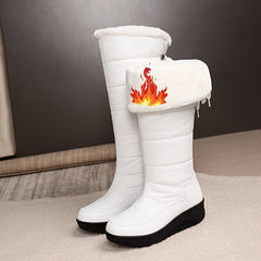 Waterproof Non slip Knee Boots Warm Plush Flat Lace Up Sports Sneakers