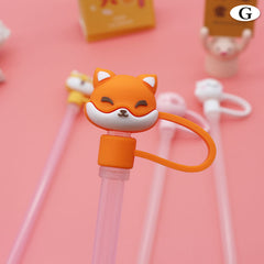 Cartoon Silicone Straw Plug Dustproof Reusable Straw Plug