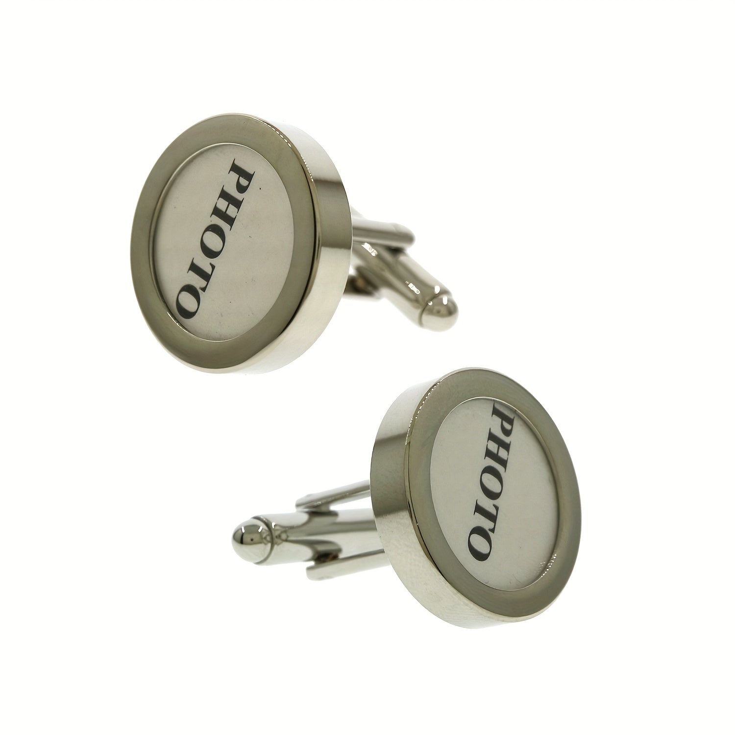 Copper Plated Round DIY Photo Cufflinks For Men