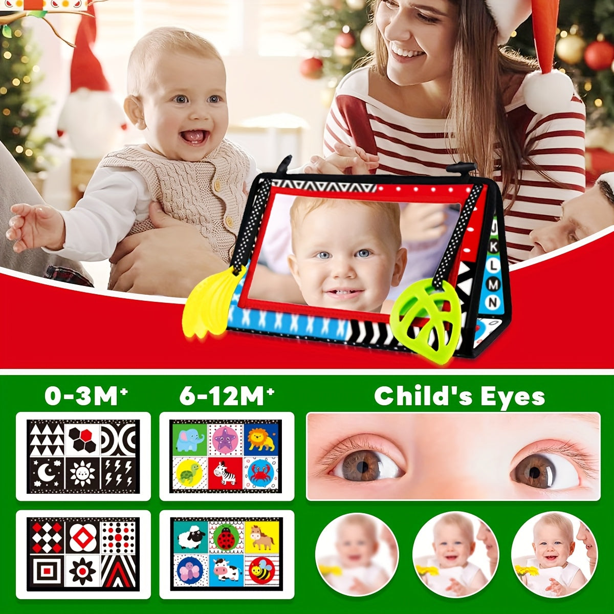 Kids' Recognition Mirror Cloth Book - High Contrast Patterns