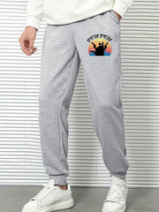Men's Cat And Letter PEW Graphic Sweatpants Casual Sport Jogger Pants